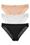 Women's Laser Cut Lace Slip Panties 3-Piece Pack Set - Kts3101 Model-1 - 2