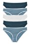 Women's Striped Mixed Colors Slip Panties 5 Pack Set - Kts3051 - 2