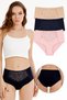 Women's Laser Cut High Waist Lace Detailed 3-Piece Panties Set - Kts3102