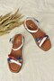 Navy blue/white/red Genuine Leather Daily Women's Sandals M291030503 - 5