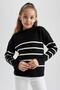 Girl's Striped Crew Neck Knitwear Sweater Z0194A623Au - 4