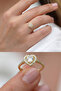 Zircon Stone Retractable Magnetic Steel Clover Necklace and Gold Color Zircon Ring - 4