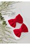 Girl's Red Buckle Scalloped Handmade Bow Kilps Buckle Set