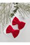 Girl's Red Buckle Scalloped Handmade Bow Kilps Buckle Set - 5