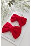 Girl's Red Buckle Scalloped Handmade Bow Kilps Buckle Set - 8