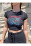 Black Metallica Printed Women's Crop Body - 2