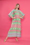 Women's large size domineering collar front placketed bat sleeve slit woven dress - 5