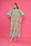 Women's large size domineering collar front placketed bat sleeve slit woven dress - 4