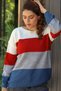 Bicycle Round-Neck Long-Sleeve Color-Blocked Rib-Knit Skirt with Elastic Waistband Knit Sweater - 4
