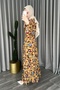 Patterned Viscose Mustard Dress - Half Buttoned, MA105 - 5