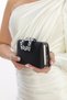 Black Color Satin Fabric Flower Motif Stone Hand and Strap Evening Dress Portfolio Clutch Evening Bag - 5