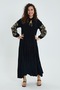 Women's Black Sleeves Embroidery Detailed Long Sleeve Ethnic Authentic Long Dress - 5