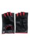 Fingerless Men's Leather Gloves (Black Red) - 3
