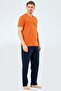 Printed V-Neck Trousers Pajamas Set 100% Cotton - 4