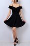 Flexible Crepe Fabric Collar Flywheel Detailed Thin Strap Kiloş Black Evening Dress Evening Dress Emr-077 - 2