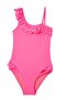 Laser Cut One-Shoulder Pink Girl's Swimsuit - 3