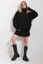 Woman's Black Turtleneck Sweater and Pleated Skirt Set ALC-X11603 - 2