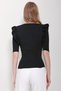Women's Black V-Neck Sleeve Ruffle Knitwear Blouse ALC-X11557 - 5