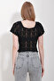 Black Square Collar Openwork Knitwear Blouse Alc-X11555 - 5