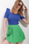 Women's Blue Square Neck Princess Sleeve Regular Fit Blouse ALC-X8605 - 4