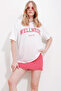 Pink Crew Neck Printed Oversize Cotton T-Shirt Alc-X11588 - 3