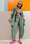 Women's Aged Green Leg Slit Self-Textured Pants And Jacket Double Set ALC-752-001 - 3