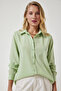 Women's Light Green Soft Textured Basic Shirt DD01297 - 2