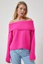 Women's Fuchsia Madonna Collar Knitwear Sweater PF00049 - 2