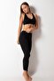 Women's Cotton Fabric Elastic Waist Long Black Tights - 3