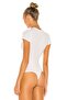 Women's White Crew Neck Silk Jersey Bodysuit - 4