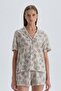 Beige Floral Linen Shirt