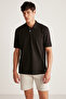 Chris Men's Regular Fit 100% Cotton Black Polo Neck T-shirt - 4