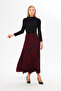 Red Zebra Pattern Long Half Lining Pleated Skirt, Floral Patterned Summer Skirt, Crepe Skirt - 3