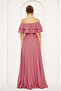 Carmen Collar Detail Off-Shoulder Woven Draped Fabric Maxi Length Flared Evening Dress - 8