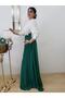 Women's Green Embroidered Chiffon Hijab Evening Dress FERGAN00002181