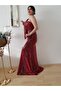 Women's Red Leopard Pattern Sequin Design Fish Evening Dress - 3