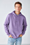 Epic Men's Soft Fabric Hooded Corded Regular Fit Embroidered Purple Sweatshirt - 4