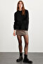 Allys Women's Crew Neck Oversize Basic Black Sweatshirt