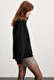 Allys Women's Crew Neck Oversize Basic Black Sweatshirt - 4