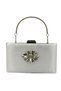 Mother of Pearl Ecru Color Satin Silver Case Silver Stone Evening Bag Evening Bag Wedding Engagement Portfolio