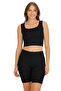 Women's High Waist Corded Fabric Leggings Ktyt115 Black