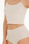 Women's Corded Fabric Fabric Rope Strap Bustier High Waist Panty Set - Byt400 Beige - 4