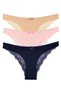 Women's Laser Cut Brazilian Model Lace Detailed 3-Piece Panties Set - Kts3106 - 2
