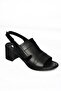 P555452303 Black Genuine Leather Thick Heeled Women's Sandals - 4