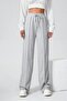 Women's Gray Two Thread Striped Wide Leg Sweatpants