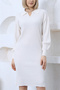 Women's Vanilla Polo Collar Long Knitwear Dress - 3