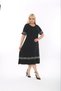 Women's Black Sleeve and Hem Print Large Size Dress - 4