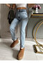 Roxana Women's High Waist Blue Snow Wash Comfort Lycra Boyfrend Mom Jeans - 4