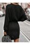 Diamond Patterned Openwork Model Waist Tied Knitwear Dress - 7