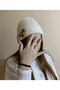 Handmade Ecru Pearl Red Flower Embroidered Beret - Valentine's Day Gift - 2